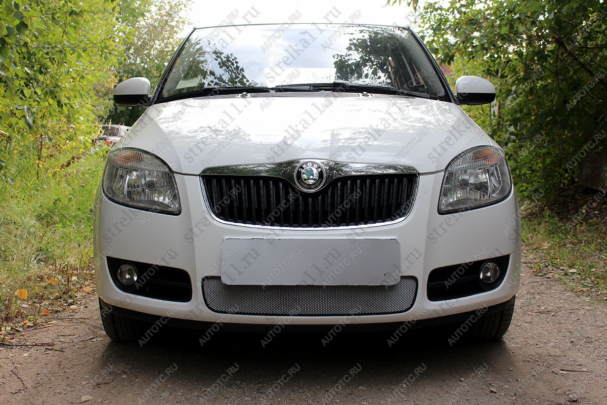 2 499 р. Защита радиатора Стрелка11 Стандарт  Skoda Fabia  Mk2 (2007-2010) универсал дорестайлинг, хэтчбэк дорестайлинг (хром)  с доставкой в г. Калуга