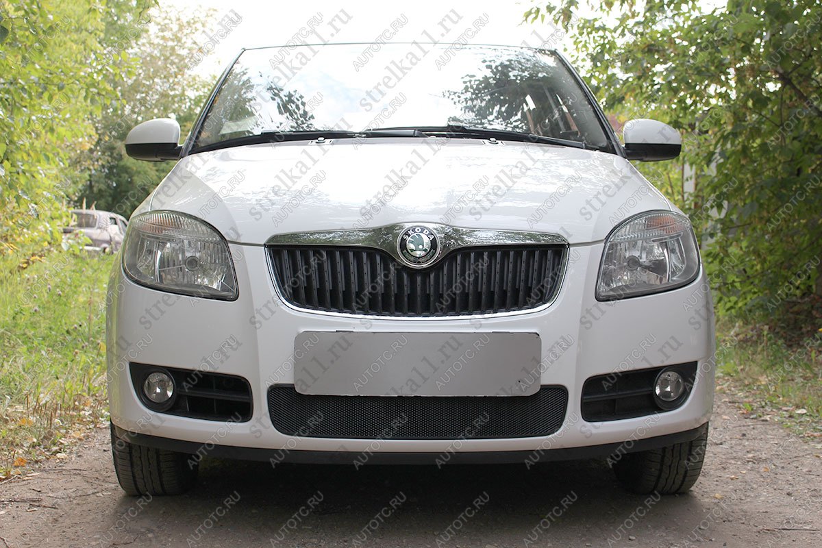 2 499 р. Защита радиатора Стрелка11 Стандарт Skoda Fabia Mk2 универсал рестайлинг (2010-2014) (черная)  с доставкой в г. Калуга