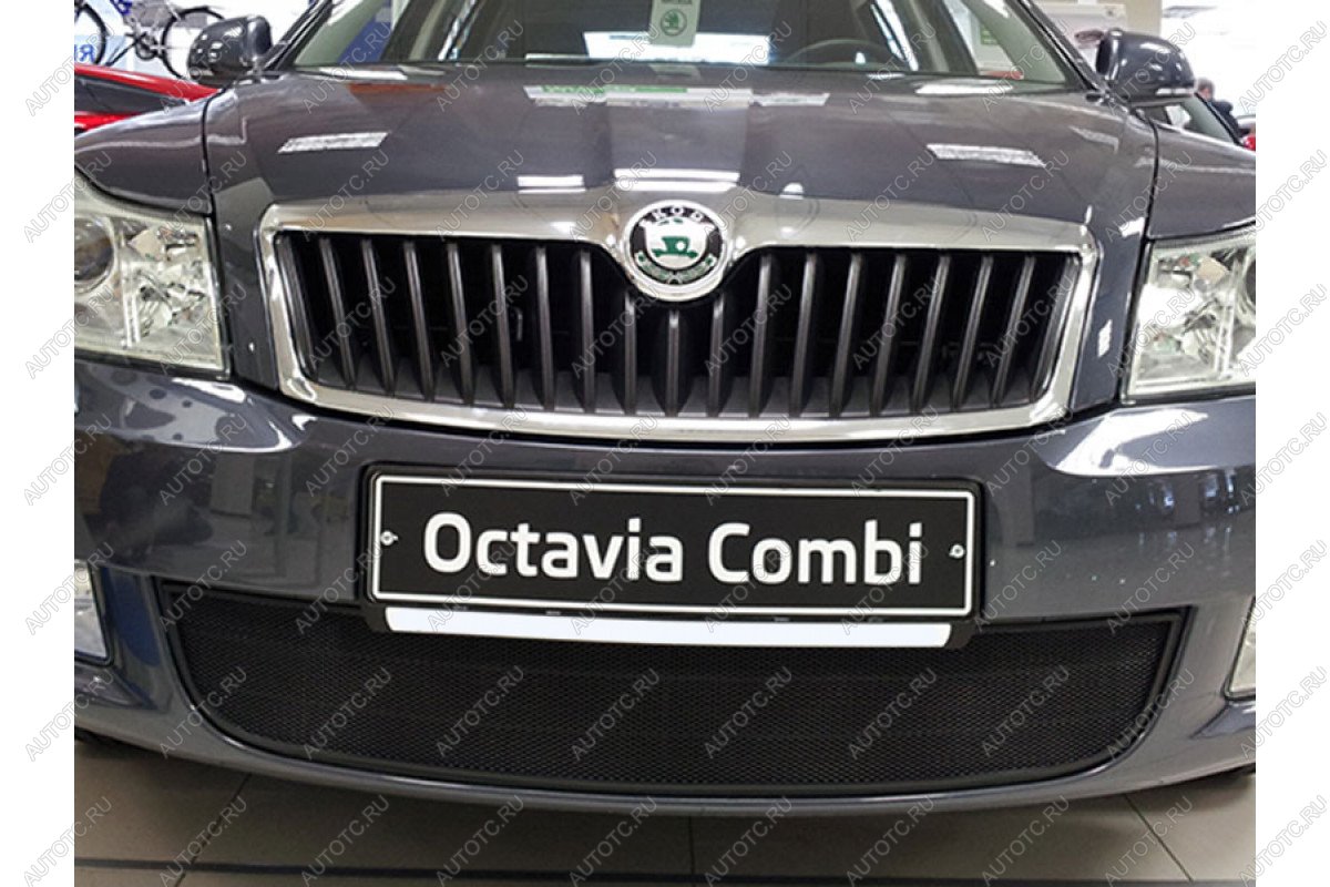 2 499 р. Защита радиатора Стрелка11 Стандарт Skoda Octavia A5 лифтбэк рестайлинг (2008-2013) (черная)  с доставкой в г. Калуга