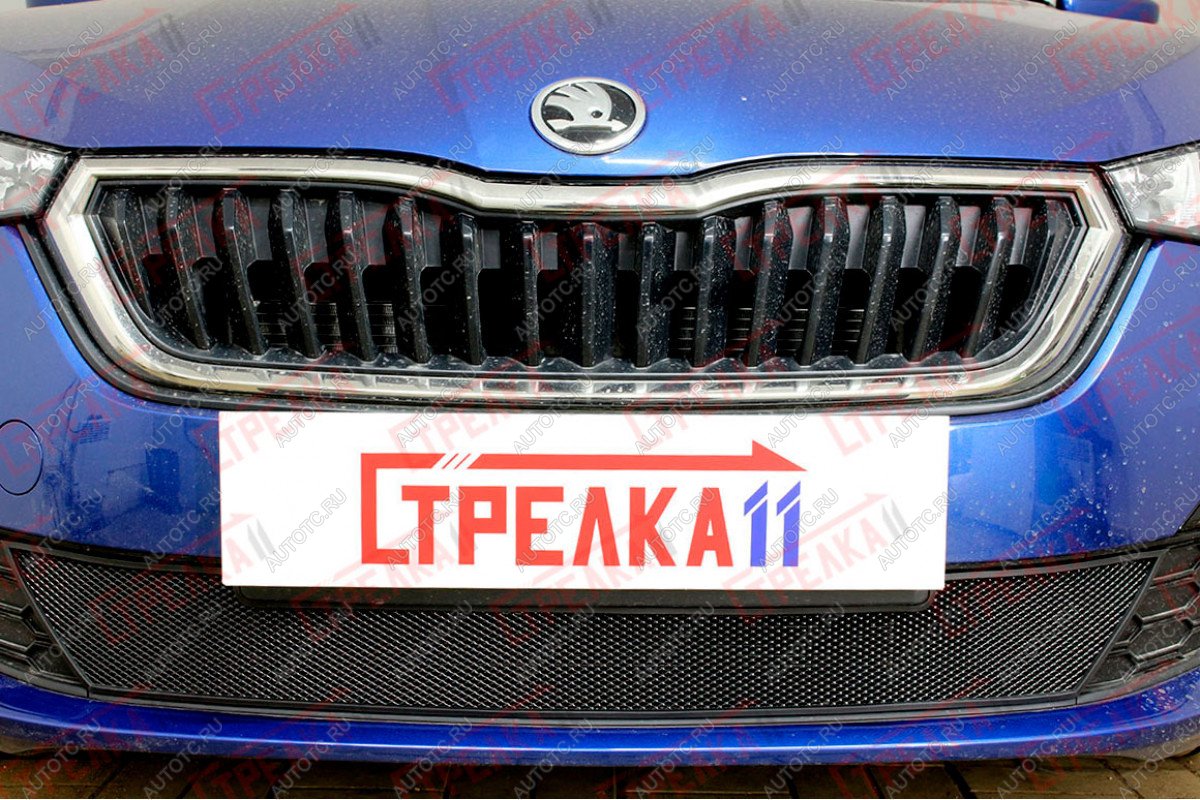 2 599 р. Защита радиатора (низ) Стрелка11 Стандарт  Skoda Rapid  MK2 (2019-2024) (черная)  с доставкой в г. Калуга