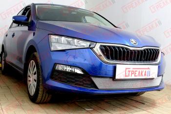 2 699 р. Защита радиатора (низ) Стрелка11 Стандарт  Skoda Rapid  MK2 (2019-2024) (хром)  с доставкой в г. Калуга. Увеличить фотографию 1