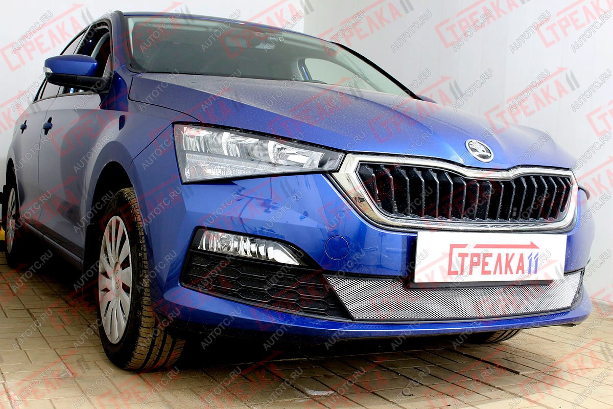 2 699 р. Защита радиатора (низ) Стрелка11 Стандарт  Skoda Rapid  MK2 (2019-2024) (хром)  с доставкой в г. Калуга