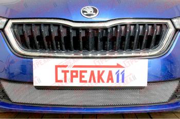 2 699 р. Защита радиатора (низ) Стрелка11 Стандарт  Skoda Rapid  MK2 (2019-2024) (хром)  с доставкой в г. Калуга. Увеличить фотографию 2