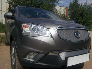 2 689 р. Защита радиатора (низ) Стрелка11 Стандарт  SSANGYONG Actyon (2010-2013) дорестайлинг (хром)  с доставкой в г. Калуга. Увеличить фотографию 1