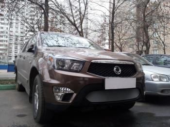 2 599 р. Защита радиатора Стрелка11 Стандарт  SSANGYONG Actyon Sport (2012-2024) (хром)  с доставкой в г. Калуга. Увеличить фотографию 1