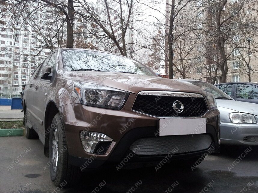 2 599 р. Защита радиатора Стрелка11 Стандарт  SSANGYONG Actyon Sport (2012-2024) (хром)  с доставкой в г. Калуга