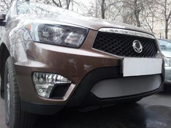 2 599 р. Защита радиатора Стрелка11 Стандарт  SSANGYONG Actyon Sport (2012-2024) (хром)  с доставкой в г. Калуга. Увеличить фотографию 2