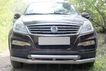 2 599 р. Защита радиатора Стрелка11 Стандарт  SSANGYONG Rexton  Y250 (2006-2012) (черная)  с доставкой в г. Калуга. Увеличить фотографию 1