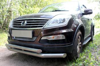 2 599 р. Защита радиатора Стрелка11 Стандарт  SSANGYONG Rexton  Y250 (2006-2012) (черная)  с доставкой в г. Калуга. Увеличить фотографию 2