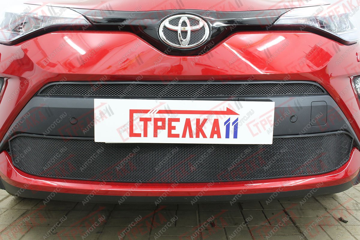 2 179 р. Защита радиатора (верх) Стрелка11 Стандарт Toyota C-HR NGX10, ZGX10 рестайлинг (2019-2024) (черная)  с доставкой в г. Калуга