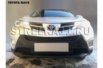 2 499 р. Защита радиатора (верх) Стрелка11 Стандарт  Toyota RAV4  XA40 (2012-2015) 5 дв. дорестайлинг (черная)  с доставкой в г. Калуга. Увеличить фотографию 1