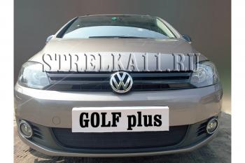 2 499 р. Защита радиатора Стрелка11 Стандарт Volkswagen Golf Plus 6 (2009-2014) (черная)  с доставкой в г. Калуга. Увеличить фотографию 1