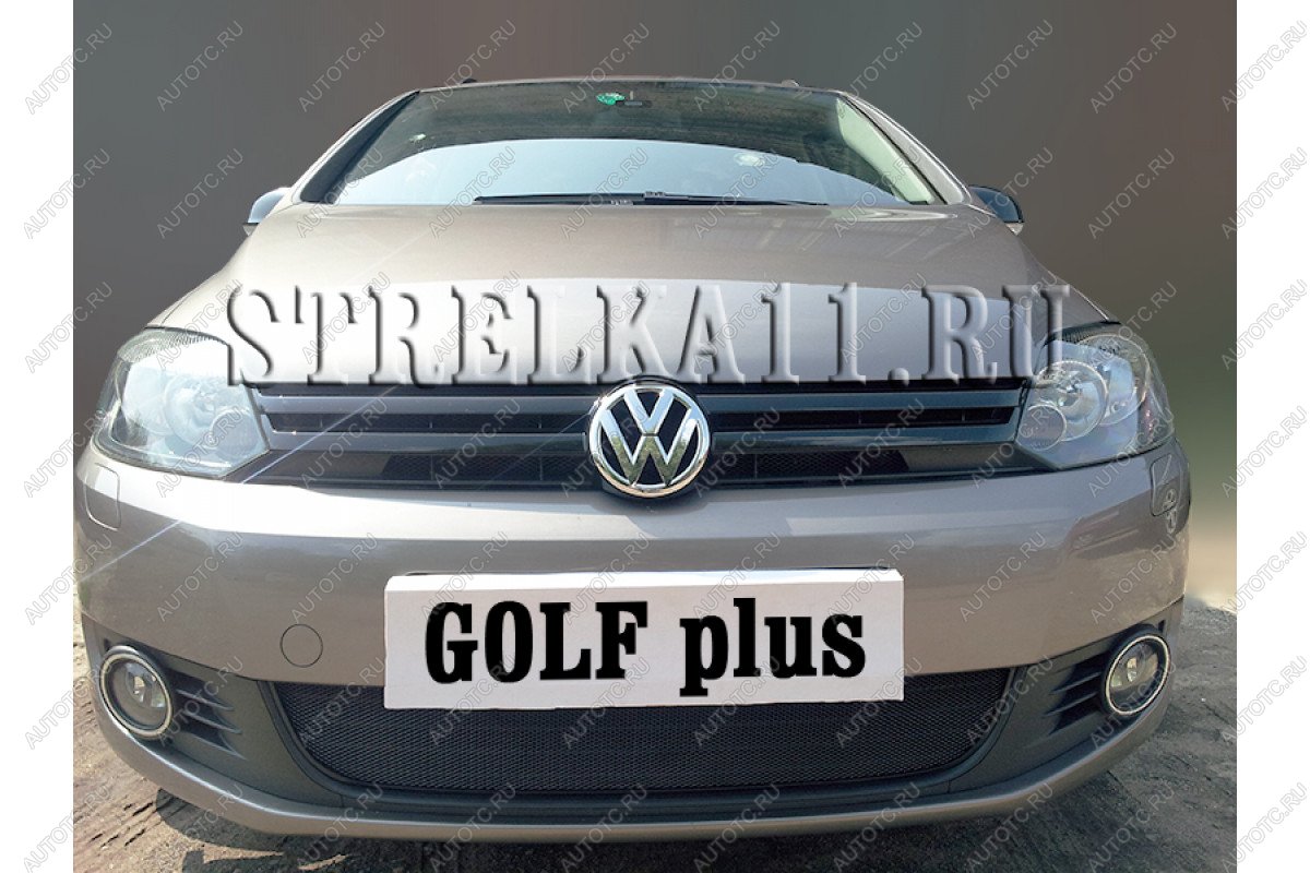 2 499 р. Защита радиатора Стрелка11 Стандарт Volkswagen Golf Plus 6 (2009-2014) (черная)  с доставкой в г. Калуга