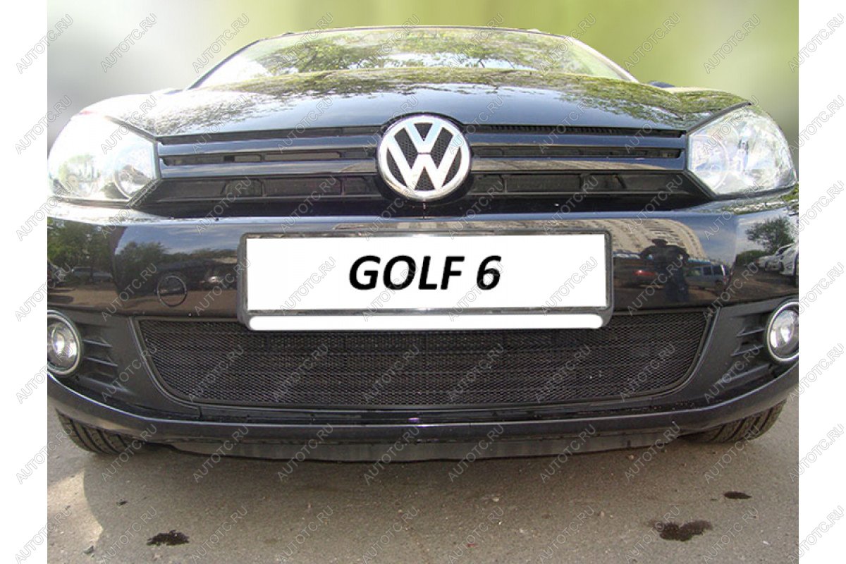 2 499 р. Защита радиатора Стрелка11 Стандарт  Volkswagen Golf  6 (2008-2014) хэтчбэк 5 дв. (черная)  с доставкой в г. Калуга