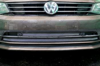 4 299 р.  Защита радиатора (3 части) Стрелка11 Стандарт  Volkswagen Jetta  A6 (2015-2018) седан рестайлинг (хром)  с доставкой в г. Калуга. Увеличить фотографию 1