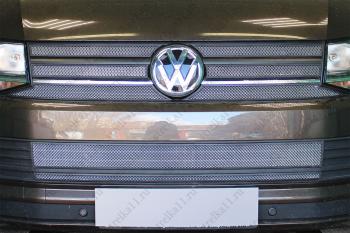 4 799 р. Защита радиатора (6 части верх) Стрелка11 Стандарт Volkswagen Caravelle T6 дорестайлинг (2015-2019) (черная)  с доставкой в г. Калуга. Увеличить фотографию 1