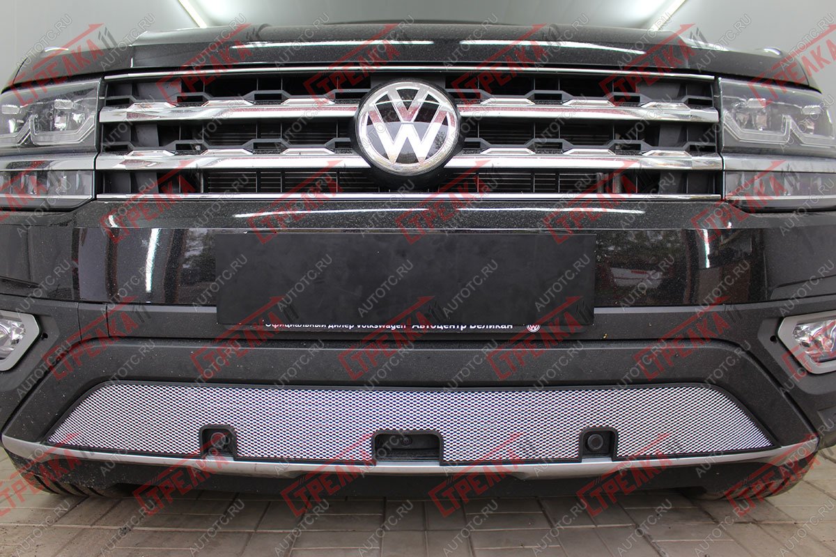 2 999 р. Защита радиатора (низ) Стрелка11 Стандарт  Volkswagen Teramont  CA1 (2016-2020) дорестайлинг (хром)  с доставкой в г. Калуга