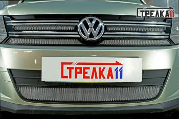 Защита радиатора (верх 4 части) Стрелка11 Стандарт Volkswagen (Волксваген) Tiguan (Тигуан)  NF (2011-2017) NF рестайлинг