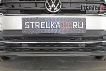 5 699 р. Защита радиатора (низ) Стрелка11 Стандарт Volkswagen Tiguan Mk2 рестайлинг (2020-2022) (черная)  с доставкой в г. Калуга. Увеличить фотографию 1