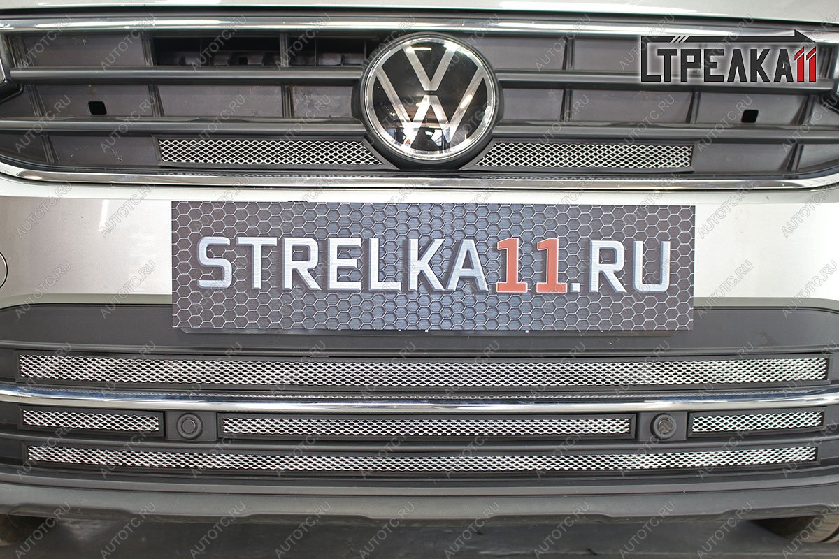 5 849 р. Защита радиатора (низ) Стрелка11 Стандарт  Volkswagen Tiguan  Mk2 (2020-2022) рестайлинг (хром)  с доставкой в г. Калуга