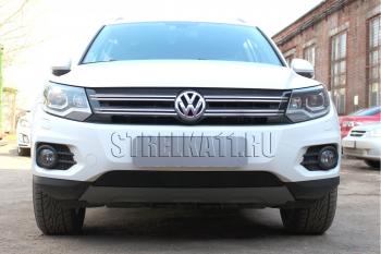 2 589 р. Защита радиатора (Track&Field) Стрелка11 Стандарт  Volkswagen Tiguan  NF (2011-2017) рестайлинг (черная)  с доставкой в г. Калуга. Увеличить фотографию 1