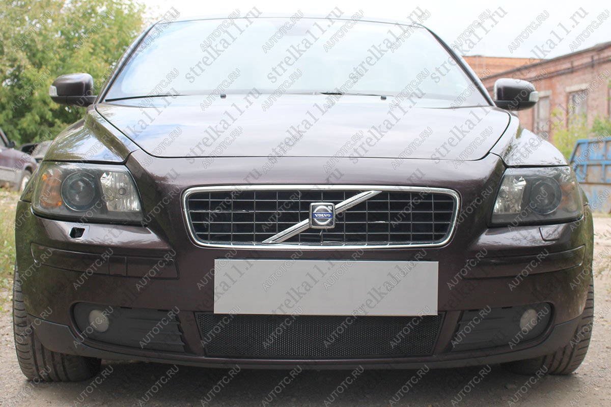 2 379 р. Защита радиатора (низ) Стрелка11 Стандарт  Volvo S40  MS седан (2004-2007) дорестайлинг (черная)  с доставкой в г. Калуга