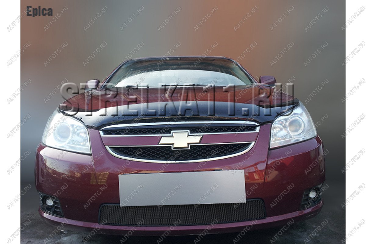 599 р. Зимняя заглушка решетки радиатора Стрелка11  Chevrolet Epica  V250 (2006-2012) (черная)  с доставкой в г. Калуга