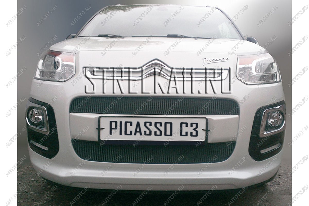 599 р. Зимняя заглушка решетки радиатора (низ) Стрелка11 CITROEN C3 Picasso рестайлинг (2013-2017) (черная)  с доставкой в г. Калуга