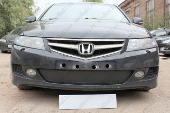 Зимняя заглушка решетки радиатора Стрелка11 Honda Accord CM универсал рестайлинг (2006-2008)  (черная)