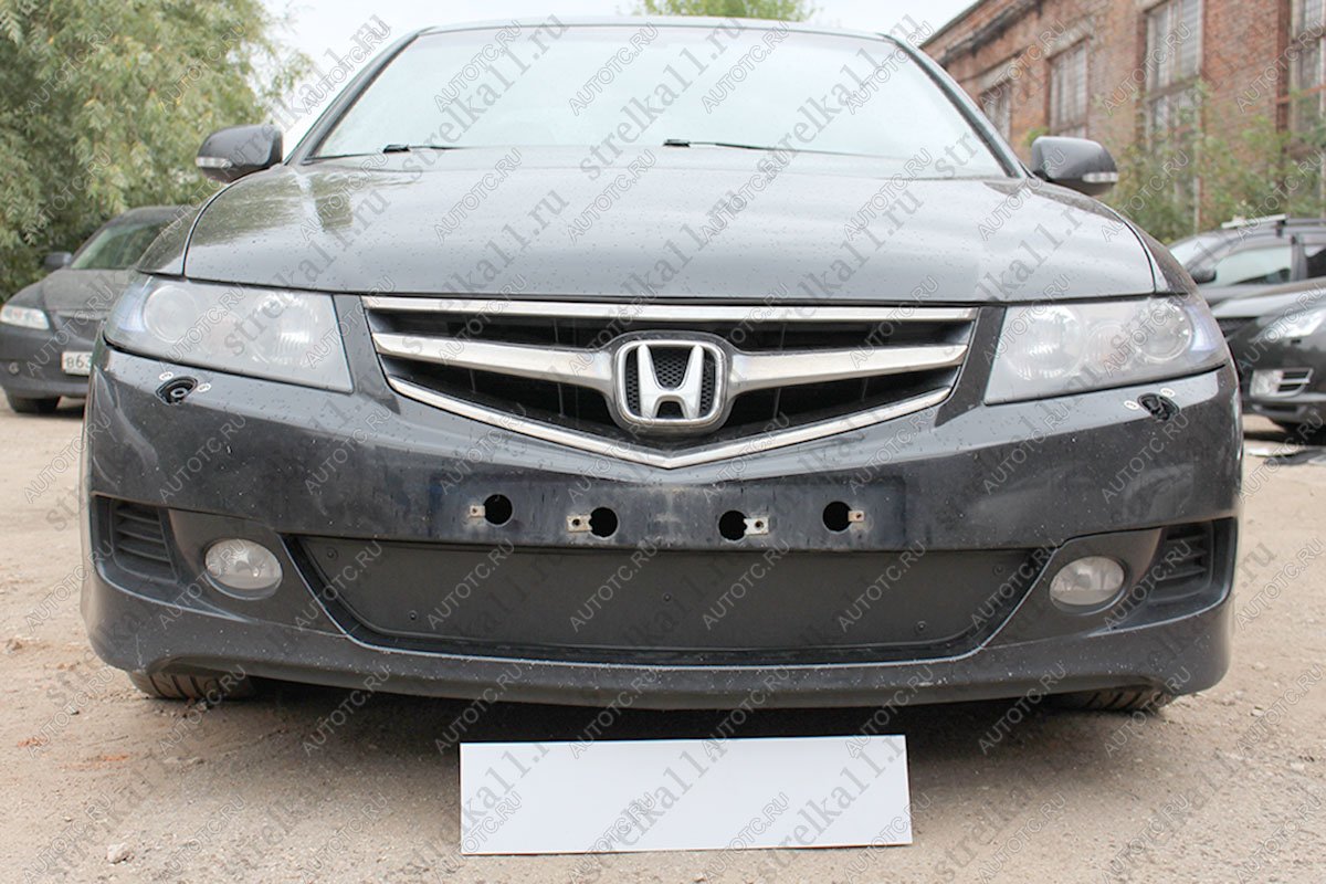 599 р. Зимняя заглушка решетки радиатора Стрелка11  Honda Accord  CM (2006-2008) универсал рестайлинг (черная)  с доставкой в г. Калуга