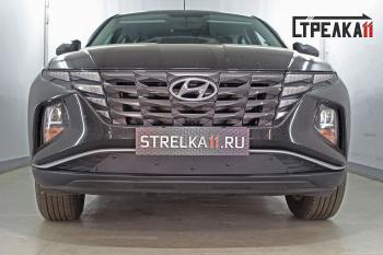 599 р. Зимняя заглушка решетки радиатора (низ) Стрелка11 Hyundai Tucson NX4 (2020-2022) (черная)  с доставкой в г. Калуга. Увеличить фотографию 1