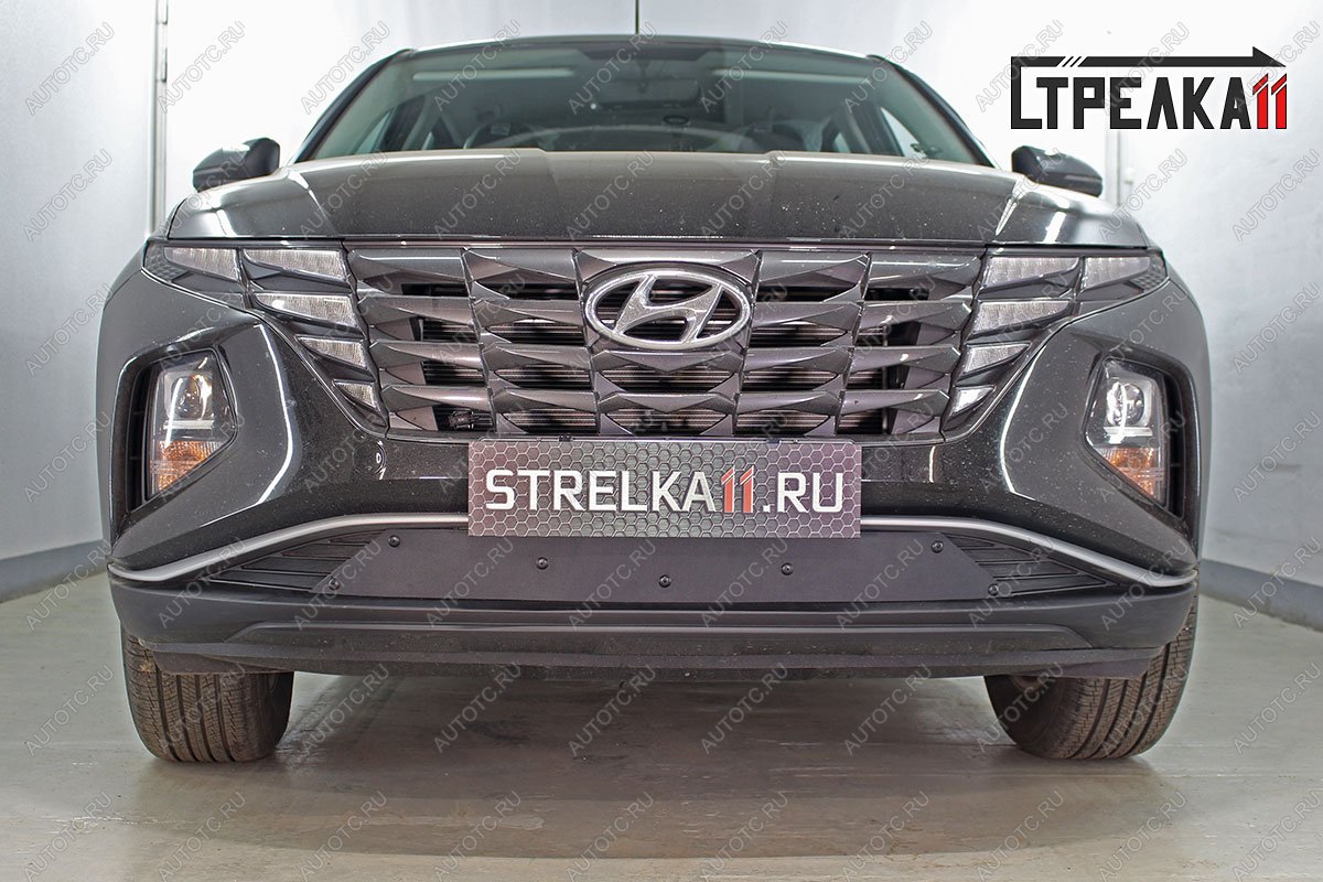 599 р. Зимняя заглушка решетки радиатора (низ) Стрелка11  Hyundai Tucson  NX4 (2020-2022) (черная)  с доставкой в г. Калуга