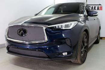 969 р. Зимняя заглушка решетки радиатора (боковые, 2 части) Стрелка11 INFINITI Qx50 J55 (2017-2022) (черная)  с доставкой в г. Калуга. Увеличить фотографию 1