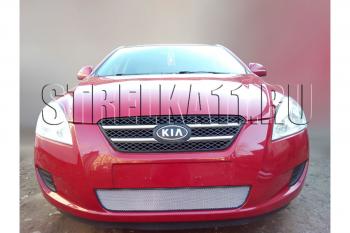 599 р. Зимняя заглушка решетки радиатора Стрелка11  KIA Ceed  1 ED (2006-2010) дорестайлинг универсал, дорестайлинг, хэтчбэк 5 дв. (черная)  с доставкой в г. Калуга. Увеличить фотографию 2