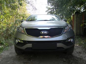 599 р.  Зимняя заглушка решетки радиатора (середина) Стрелка11   KIA Sportage  3 SL (2010-2016) дорестайлинг, рестайлинг (черная)  с доставкой в г. Калуга. Увеличить фотографию 2