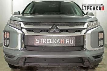 599 р. Зимняя заглушка решетки радиатора (низ) Стрелка11  Mitsubishi ASX (2019-2024) 3-ий рестайлинг (черная)  с доставкой в г. Калуга. Увеличить фотографию 1