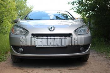 599 р. Зимняя заглушка решетки радиатора (верх) Стрелка11 Renault Fluence дорестайлинг (2010-2012) (черная)  с доставкой в г. Калуга. Увеличить фотографию 1