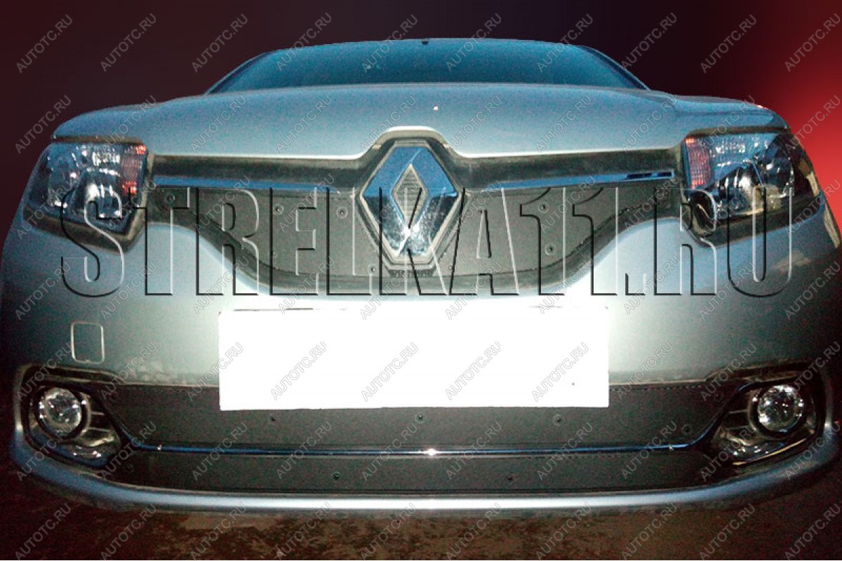 599 р. Зимняя заглушка решетки радиатора (Privilege, Luxe Privilege) (низ) Стрелка11 Renault Logan 2 дорестайлинг (2014-2018) (черная)  с доставкой в г. Калуга