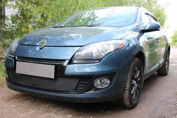 599 р. Зимняя заглушка решетки радиатора (низ) Стрелка11  Renault Megane  купе 3 дв. (2012-2014) 1-ый рестайлинг (черная)  с доставкой в г. Калуга. Увеличить фотографию 2