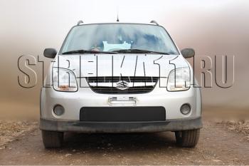 599 р. Зимняя заглушка решетки радиатора Стрелка11  Suzuki Ignis (2003-2008) (черная)  с доставкой в г. Калуга. Увеличить фотографию 1