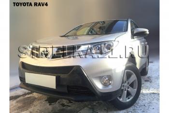 599 р. Зимняя заглушка решетки радиатора (верх) Стрелка11 Toyota RAV4 XA40 5 дв. дорестайлинг (2012-2015) (черная)  с доставкой в г. Калуга. Увеличить фотографию 2