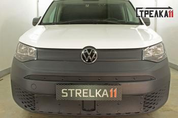 599 р. Зимняя заглушка решетки радиатора (верх) Стрелка11  Volkswagen Caddy (2020-2024) (черная)  с доставкой в г. Калуга. Увеличить фотографию 1