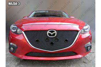 599 р. Зимняя заглушка решетки радиатора (низ) премиум Стрелка11 Mazda 3/Axela BM дорестайлинг седан (2013-2016) (черная)  с доставкой в г. Калуга. Увеличить фотографию 1