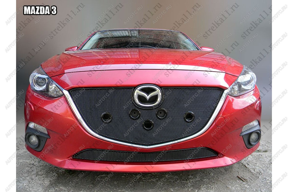 599 р. Зимняя заглушка решетки радиатора (низ) премиум Стрелка11 Mazda 3/Axela BM дорестайлинг седан (2013-2016) (черная)  с доставкой в г. Калуга