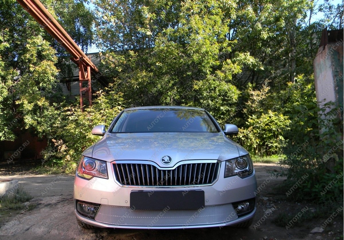 4 749 р. Защита радиатора Стрелка11 PREMIUM Skoda Superb (B6) 3T лифтбэк рестайлинг (2013-2015) (хром)  с доставкой в г. Калуга