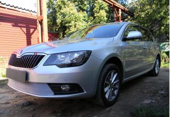 4 749 р. Защита радиатора Стрелка11 PREMIUM Skoda Superb (B6) 3T лифтбэк рестайлинг (2013-2015) (хром)  с доставкой в г. Калуга. Увеличить фотографию 2