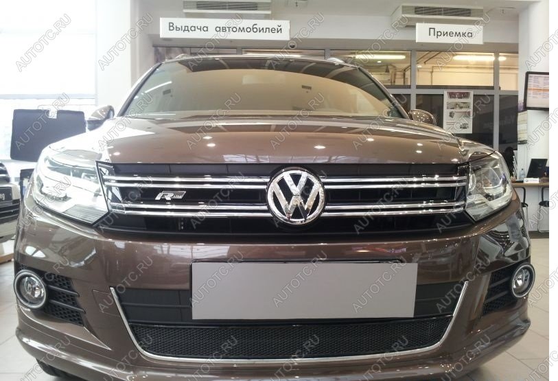 9 849 р. Защита радиатора (низ с парктроником) Стрелка11 Премиум Volkswagen Tiguan Mk2 дорестайлинг (2016-2020) (хром)  с доставкой в г. Калуга