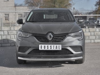 Защита переднего бампера (Ø 63 мм, нержавейка) Russtal Renault Arkana (2019-2024)