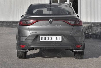 Защита заднего бампера (Ø42 мм уголки, нержавейка) Russtal Renault Arkana (2019-2024)