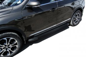 13 799 р. Пороги алюминиевые Slitkoff  Renault Arkana (2019-2024) (Optima Black )  с доставкой в г. Калуга. Увеличить фотографию 1